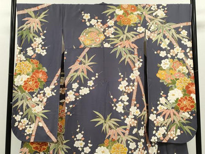 平和屋着物●豪華振袖 駒刺繍 草花丸文 金彩 正絹 逸品 CAAZ6923ze