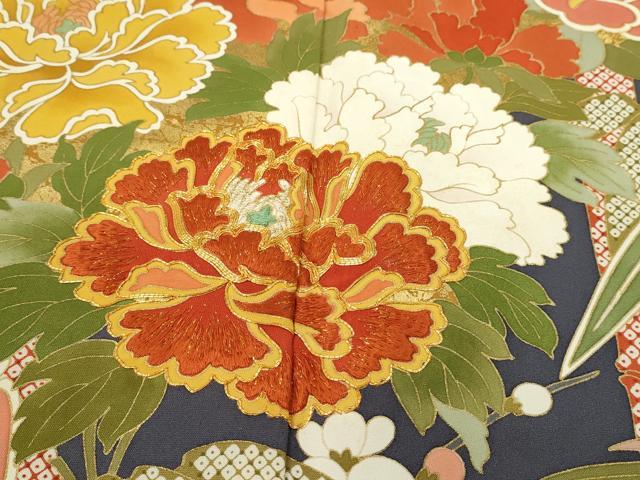 平和屋着物●豪華振袖 駒刺繍 草花丸文 金彩 正絹 逸品 CAAZ6923ze