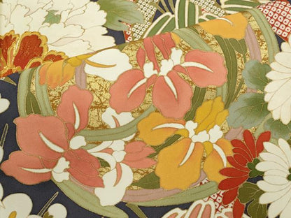 平和屋着物●豪華振袖 駒刺繍 草花丸文 金彩 正絹 逸品 CAAZ6923ze