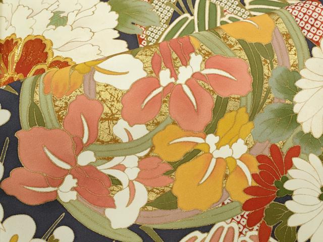 平和屋着物●豪華振袖 駒刺繍 草花丸文 金彩 正絹 逸品 CAAZ6923ze