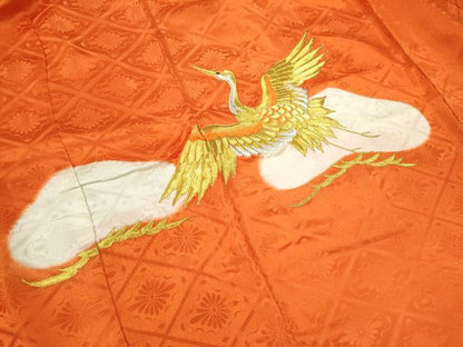 平和屋着物[]お宮参り　女の子　祝着　産着　初着　のしめ　駒刺繍　飛鶴松文　金彩　逸品　CAAZ6964ze