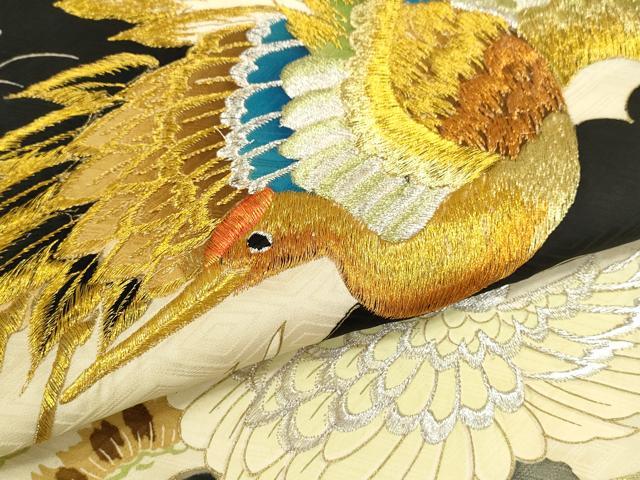 平和屋着物[]お宮参り　男の子　祝着　産着　初着　のしめ　刺繍　雲取り飛鶴松文　金彩　逸品　CAAZ6965ze