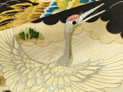 平和屋着物[]お宮参り　男の子　祝着　産着　初着　のしめ　刺繍　雲取り飛鶴松文　金彩　逸品　CAAZ6965ze