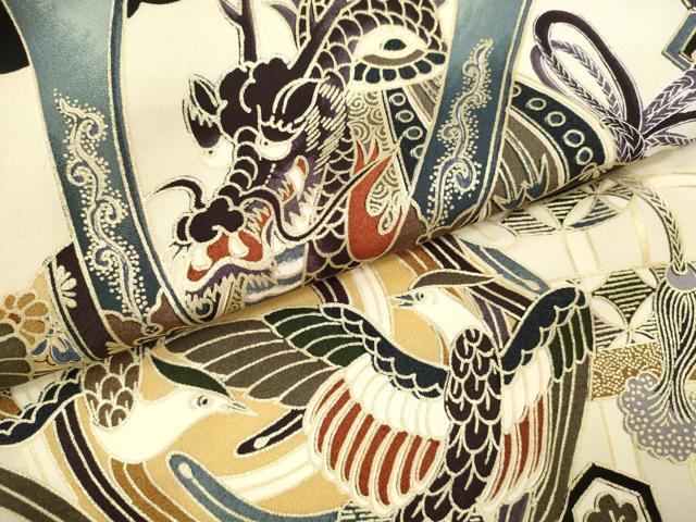 平和屋着物[]お宮参り　男の子　祝着　産着　初着　のしめ　龍　兜　鳳凰吉祥文　金彩　逸品　CAAZ6966ze