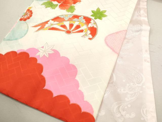 平和屋着物[]お宮参り　女の子　祝着　産着　初着　のしめ　飛鶴片輪車草花文　金銀彩　CAAZ6968ze
