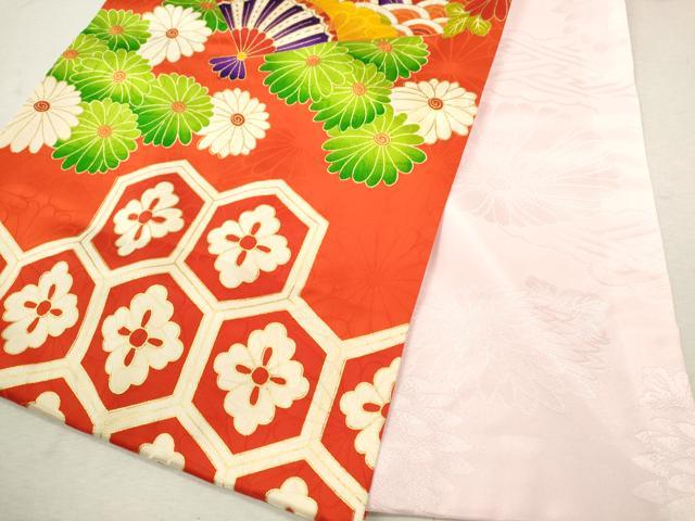 平和屋着物[]お宮参り　女の子　祝着　産着　初着　のしめ　駒刺繍　花車飛鶴扇面吉祥文　金彩　逸品　CAAZ6969ze