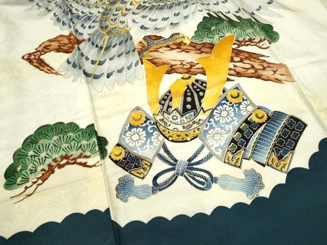 平和屋着物[]お宮参り　男の子　祝着　産着　初着　のしめ　刺繍　鷹　兜松文　金彩　逸品　CAAZ6970ze