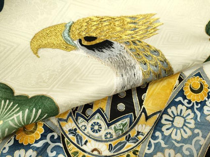 平和屋着物[]お宮参り　男の子　祝着　産着　初着　のしめ　刺繍　鷹　兜松文　金彩　逸品　CAAZ6970ze