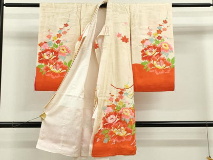 平和屋着物[]お宮参り　女の子　祝着　産着　初着　のしめ　刺繍　花束文　金彩　逸品　CAAZ6971ze