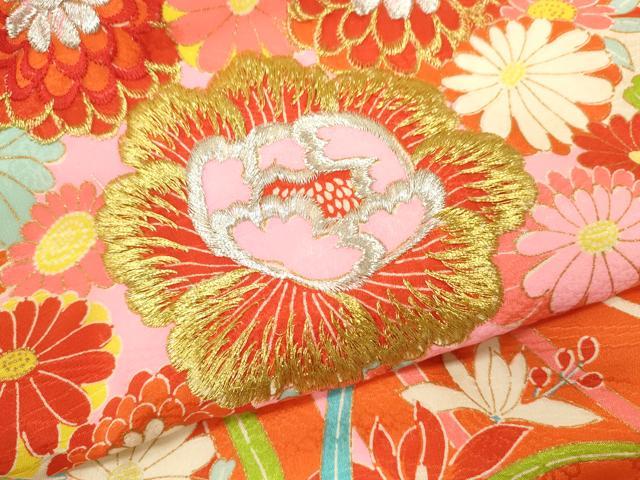 平和屋着物[]お宮参り　女の子　祝着　産着　初着　のしめ　刺繍　花束文　金彩　逸品　CAAZ6971ze