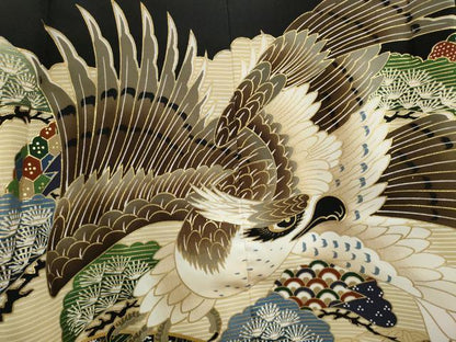 平和屋着物[]七五三　男の子　羽織　鷹　鳳凰吉祥松文　金彩　洗える着物　CAAZ6976ze