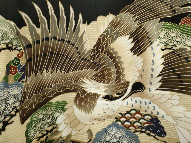 平和屋着物[]七五三　男の子　羽織　鷹　鳳凰吉祥松文　金彩　洗える着物　CAAZ6976ze