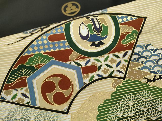 平和屋着物[]七五三　男の子　羽織　鷹　鳳凰吉祥松文　金彩　洗える着物　CAAZ6976ze