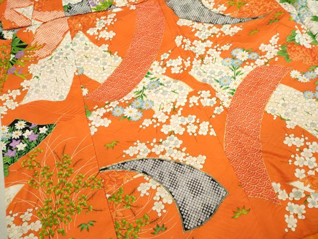 平和屋着物[]七五三　女の子　３歳　祝着　三つ身　短冊草花文　金彩　逸品　CAAZ6977ze