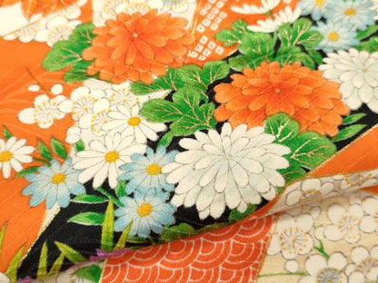 平和屋着物[]七五三　女の子　３歳　祝着　三つ身　短冊草花文　金彩　逸品　CAAZ6977ze