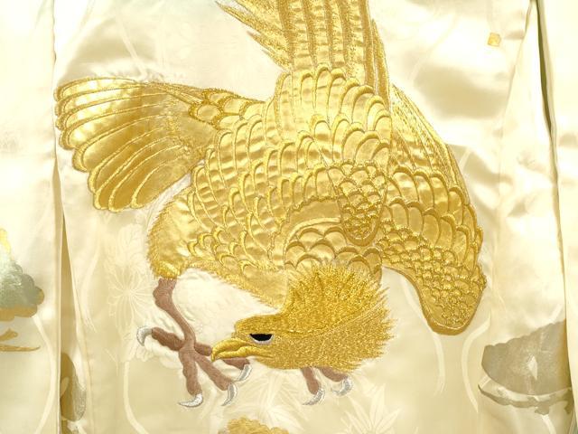 平和屋着物[]お宮参り　男の子　祝着　産着　初着　のしめ　鷹　立涌松花文　暈し染め　金銀彩　逸品　CAAZ6978ze