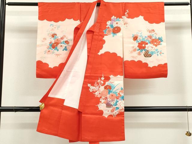 平和屋着物[]お宮参り　女の子　祝着　産着　初着　のしめ　駒刺繍　御所車地紙草花文　金彩　逸品　CAAZ6980ze