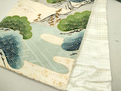平和屋着物[]お宮参り　男の子　祝着　産着　初着　のしめ　駒刺繍　鷹　エ霞松文　金彩　逸品　CAAZ6981ze
