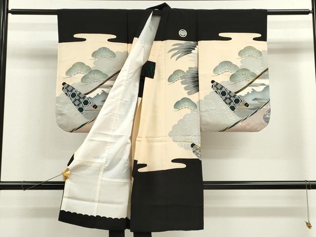 平和屋着物[]お宮参り　男の子　祝着　産着　初着　のしめ　鷹　龍　兜　吉祥松文　金銀彩　逸品　CAAZ6984ze