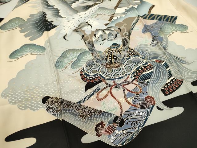 平和屋着物[]お宮参り　男の子　祝着　産着　初着　のしめ　鷹　龍　兜　吉祥松文　金銀彩　逸品　CAAZ6984ze