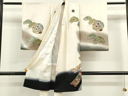 平和屋着物[]お宮参り　男の子　祝着　産着　初着　のしめ　刺繍　龍　兜　飛鶴束ね熨斗吉祥文　暈し染め　金銀彩　逸品　CAAZ6986ze