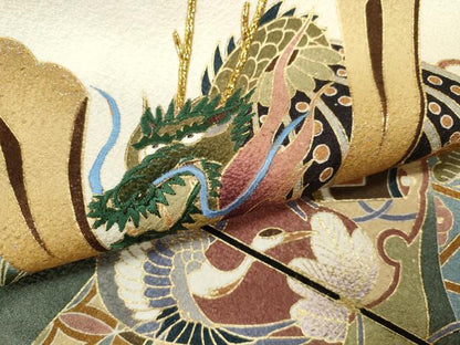 平和屋着物[]お宮参り　男の子　祝着　産着　初着　のしめ　刺繍　龍　兜　飛鶴束ね熨斗吉祥文　暈し染め　金銀彩　逸品　CAAZ6986ze