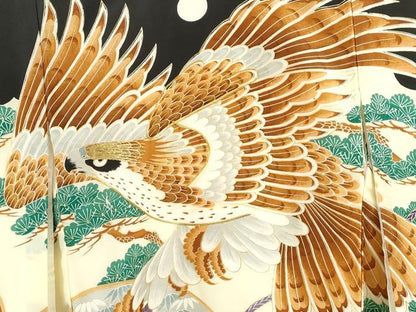 平和屋着物[]お宮参り　男の子　祝着　産着　初着　のしめ　駒刺繍　鷹　立波片輪車文　金彩　逸品　CAAZ6987ze