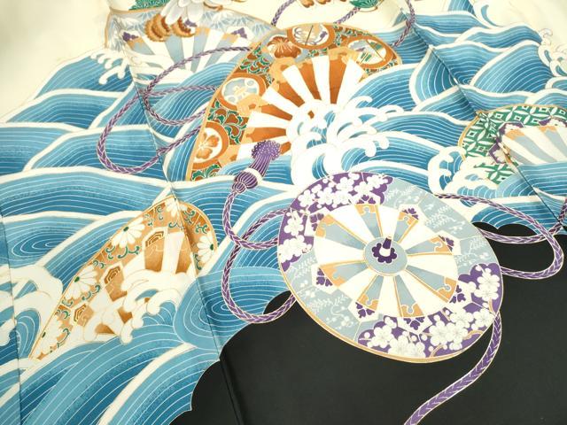 平和屋着物[]お宮参り　男の子　祝着　産着　初着　のしめ　駒刺繍　鷹　立波片輪車文　金彩　逸品　CAAZ6987ze
