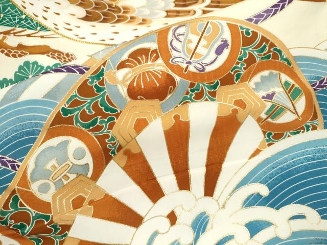 平和屋着物[]お宮参り　男の子　祝着　産着　初着　のしめ　駒刺繍　鷹　立波片輪車文　金彩　逸品　CAAZ6987ze
