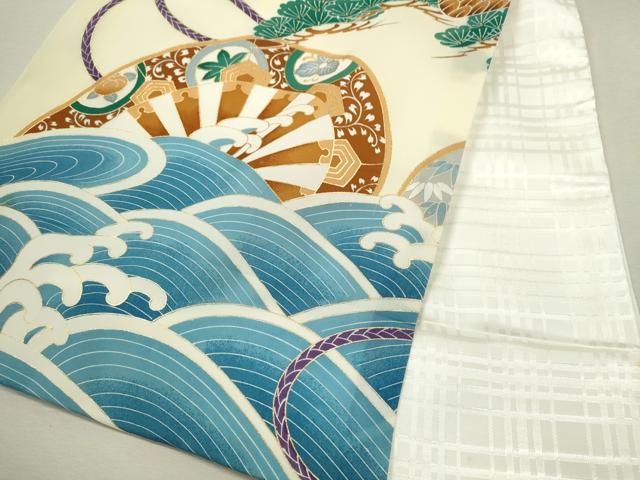 平和屋着物[]お宮参り　男の子　祝着　産着　初着　のしめ　駒刺繍　鷹　立波片輪車文　金彩　逸品　CAAZ6987ze