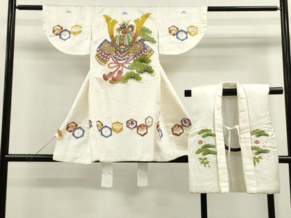 平和屋着物[]七五三　男の子　祝着・被布セット　龍　兜　吉祥松文　金彩　逸品　CAAZ6988ze