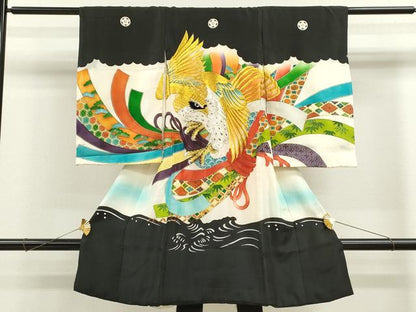 平和屋着物[]お宮参り　男の子　祝着　産着　初着　のしめ　刺繍　鷹　束ね熨斗吉祥文　金彩　逸品　CAAZ6989ze
