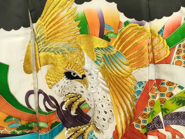 平和屋着物[]お宮参り　男の子　祝着　産着　初着　のしめ　刺繍　鷹　束ね熨斗吉祥文　金彩　逸品　CAAZ6989ze