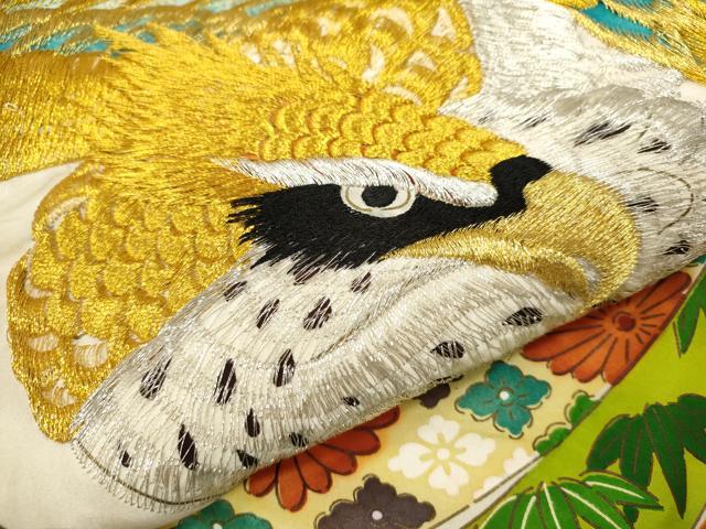 平和屋着物[]お宮参り　男の子　祝着　産着　初着　のしめ　刺繍　鷹　束ね熨斗吉祥文　金彩　逸品　CAAZ6989ze
