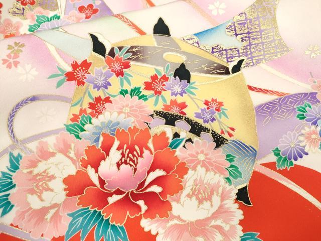 平和屋着物[]お宮参り　女の子　祝着　産着　初着　のしめ　鼓御所車飛鶴花文　暈し染め　金彩　逸品　CAAZ6990ze