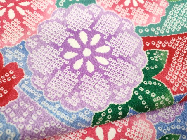 平和屋着物[]七五三　女の子　７歳　祝着　四つ身　駒刺繍　鼓草花鹿の子文　金彩　CAAZ6991ze