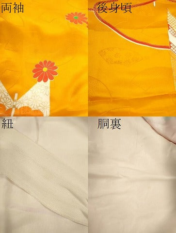平和屋着物[]七五三　女の子　７歳　祝着　四つ身　駒刺繍　駒　矢羽根花文　金彩　洗える着物　CAAZ6993ze