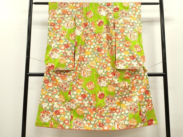 平和屋着物[]七五三　女の子　７歳　祝着　四つ身　鞠吉祥草花文　金彩　逸品　CAAZ7004ze