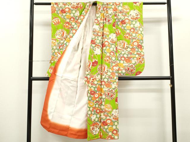 平和屋着物[]七五三　女の子　７歳　祝着　四つ身　鞠吉祥草花文　金彩　逸品　CAAZ7004ze