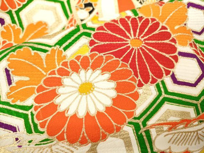 平和屋着物[]七五三　女の子　７歳　祝着　四つ身　鞠吉祥草花文　金彩　逸品　CAAZ7004ze