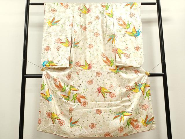 平和屋着物[]七五三　女の子　７歳　祝着　四つ身　舞蝶枝梅文　金彩　逸品　CAAZ7008ze