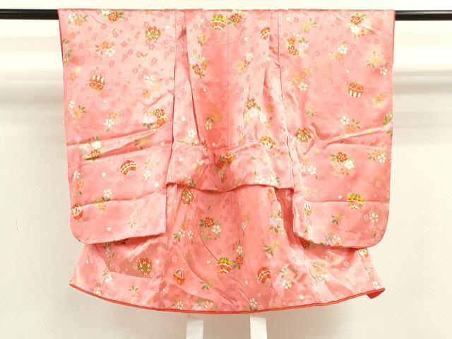 平和屋着物[]七五三　女の子　３歳　祝着　三つ身　鞠草花文　金彩　逸品　CAAZ7012ze