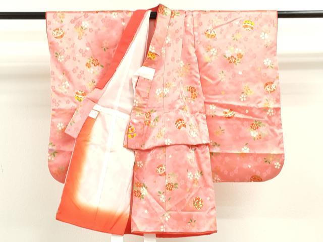 平和屋着物[]七五三　女の子　３歳　祝着　三つ身　鞠草花文　金彩　逸品　CAAZ7012ze