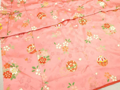 平和屋着物[]七五三　女の子　３歳　祝着　三つ身　鞠草花文　金彩　逸品　CAAZ7012ze