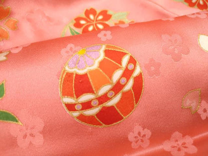 平和屋着物[]七五三　女の子　３歳　祝着　三つ身　鞠草花文　金彩　逸品　CAAZ7012ze