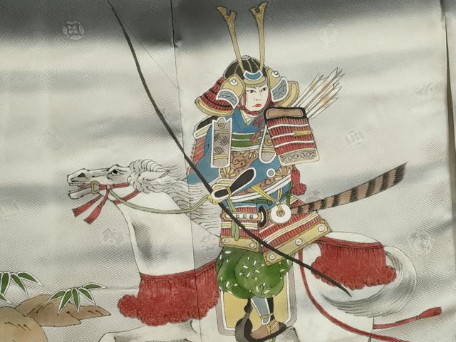 平和屋着物[]七五三　男の子　祝着・羽織セット　手描き　戦　藍海松茶色　暈し染め　金彩　逸品　CAAZ7015ze