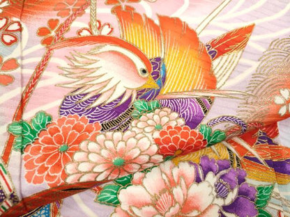 平和屋着物[]七五三　女の子　７歳　祝着　四つ身　流水鴛鴦鞠花文　暈し染め　金彩　逸品　CAAZ7017ze