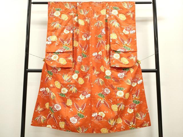 平和屋着物∵女の子　十三参り　子供　祝着　舞蝶笹梅文　金彩　逸品　CAAZ7021ze