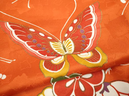 平和屋着物∵女の子　十三参り　子供　祝着　舞蝶笹梅文　金彩　逸品　CAAZ7021ze