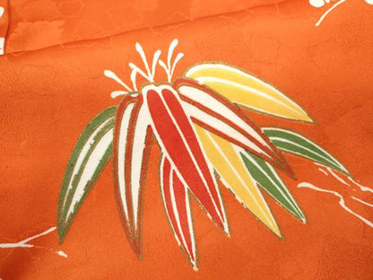 平和屋着物∵女の子　十三参り　子供　祝着　舞蝶笹梅文　金彩　逸品　CAAZ7021ze